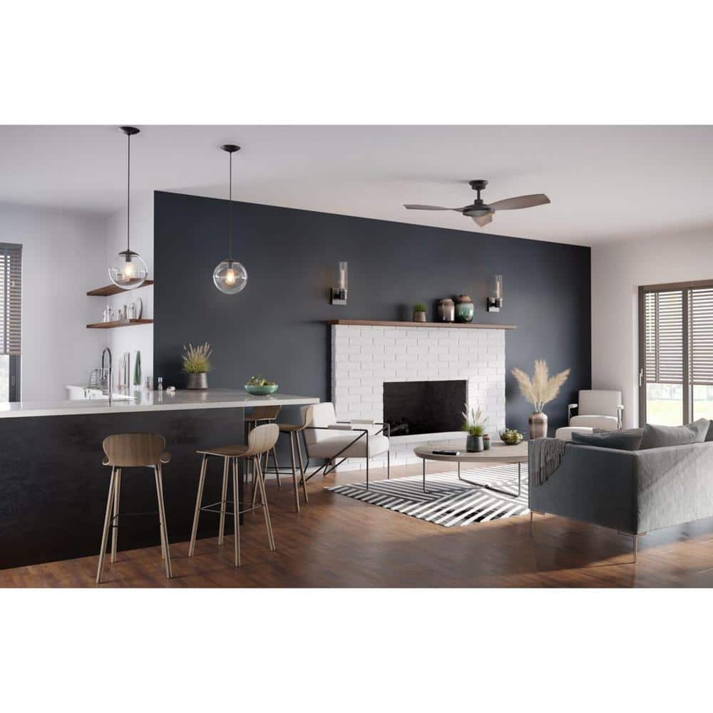 Atwell Matte Black Glass Globe Pendant Light