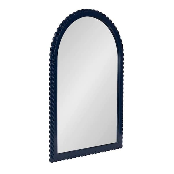 Scallia Navy Blue 20 in. x 30 in. Arch Wood Wall Mirror