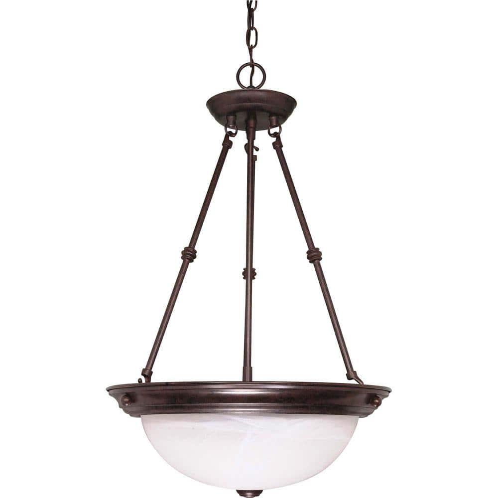 Elegant Alabaster Glass 15" Pendant with Brushed Nickel Finish
