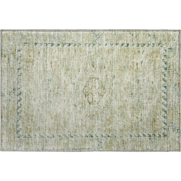 Mayfield Premium Machine Washable Abstract AMF2357 Sage 2 ft. x 3 ft. Accent Rug