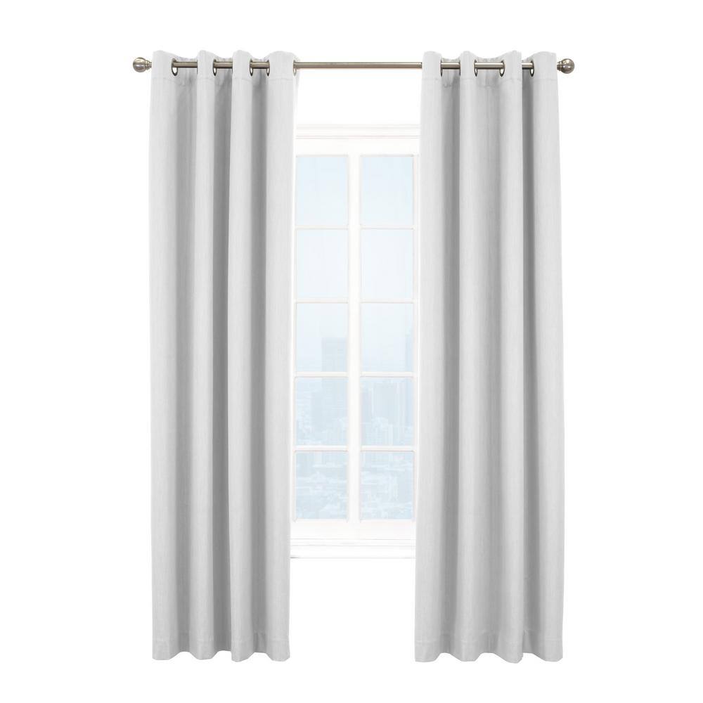 Kelly White Polyester Textured 52 in. W x 84 in. L Grommet Indoor Blackout 