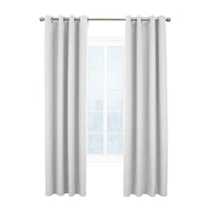 Kelly White Polyester Textured 52 in. W x 84 in. L Grommet Indoor Blackout Curtain (Single Panel)