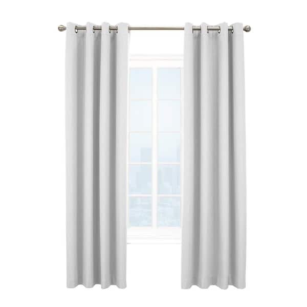 Unbranded Kelly White Polyester Textured 52 in. W x 84 in. L Grommet Indoor Blackout Curtain (Single Panel)