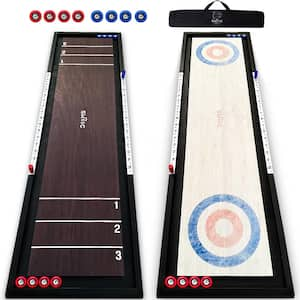 2-in-1 Shuffleboard and Curling : 100% Solid Wood Shuffleboard Table (4 ft.): With 5+ Games : Board Game Table Top Games