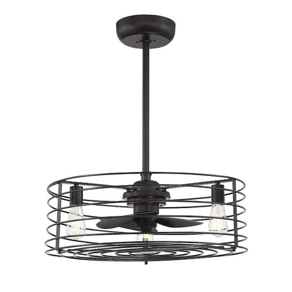 TUXEDO PARK LIGHTING 24 in. W 3-Light Oil Rubbed Bronze Incandescent Indoor Fan D'lier Ceiling Fan