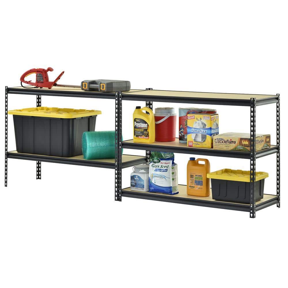 Heavy-Duty Black Steel 5-Shelf Adjustable Storage Rack