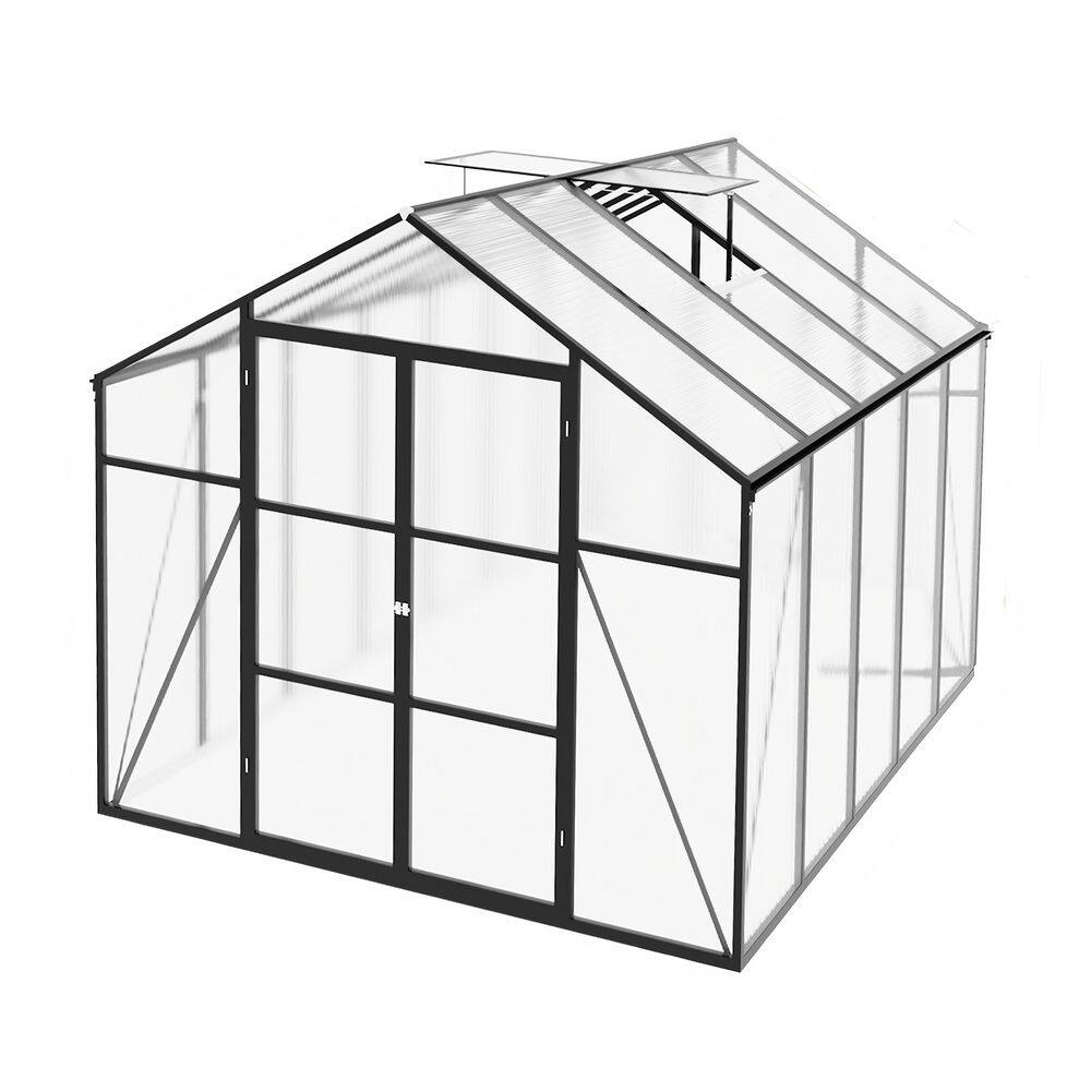 8 Ft. W x 10 Ft. D Polycarbonate Outdoor Walk-in Greenhouse In Black, with Anchor Aluminum Heavy Duty Frame price history on PriceWatchPro