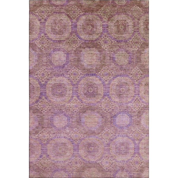 Mayfield Premium Machine Washable Abstract AMF1925 Blush 3 ft. x 5 ft. Area Rug