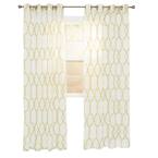 Beige Trellis Embroidered Grommet Sheer Curtain - 54 in. W x 108 in. L (Set of 2)