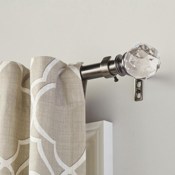 Faceted Gunmetal Acrylic Crystal Sphere Curtain Rod Finial (Set of 2)