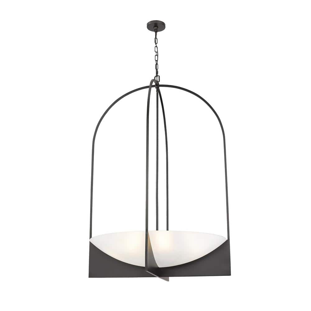 Matte Black Steel 8-Light Cage Chandelier