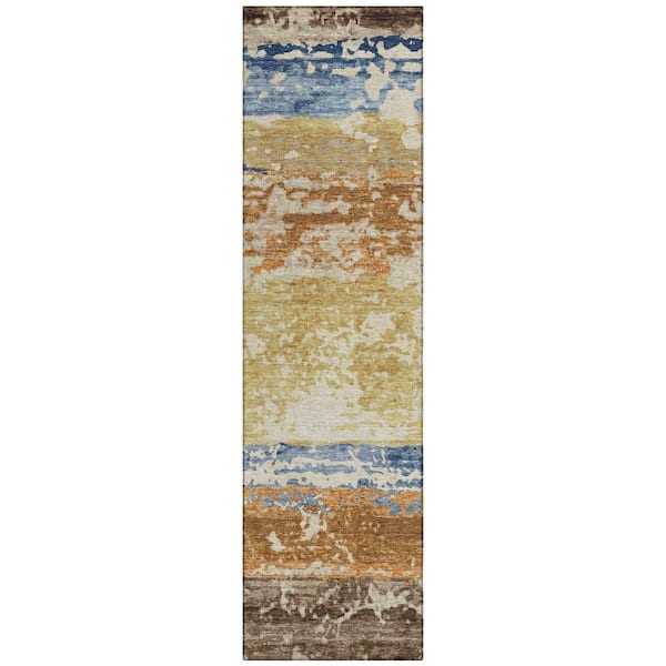 Chantille Machine Washable Indoor/Outdoor Abstract ACN2398 Gold 2 ft. x 7 ft. Runner Rug