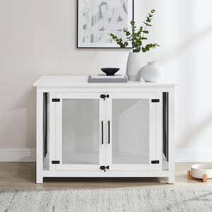 Dane 42 in. White Rectangle MDF Console Table with Pet Crate