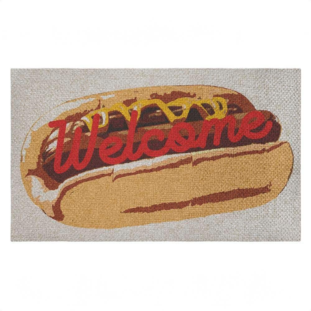 Stupell Industries Welcome Hotdog Pop Style Brown 18 in. x 30 in