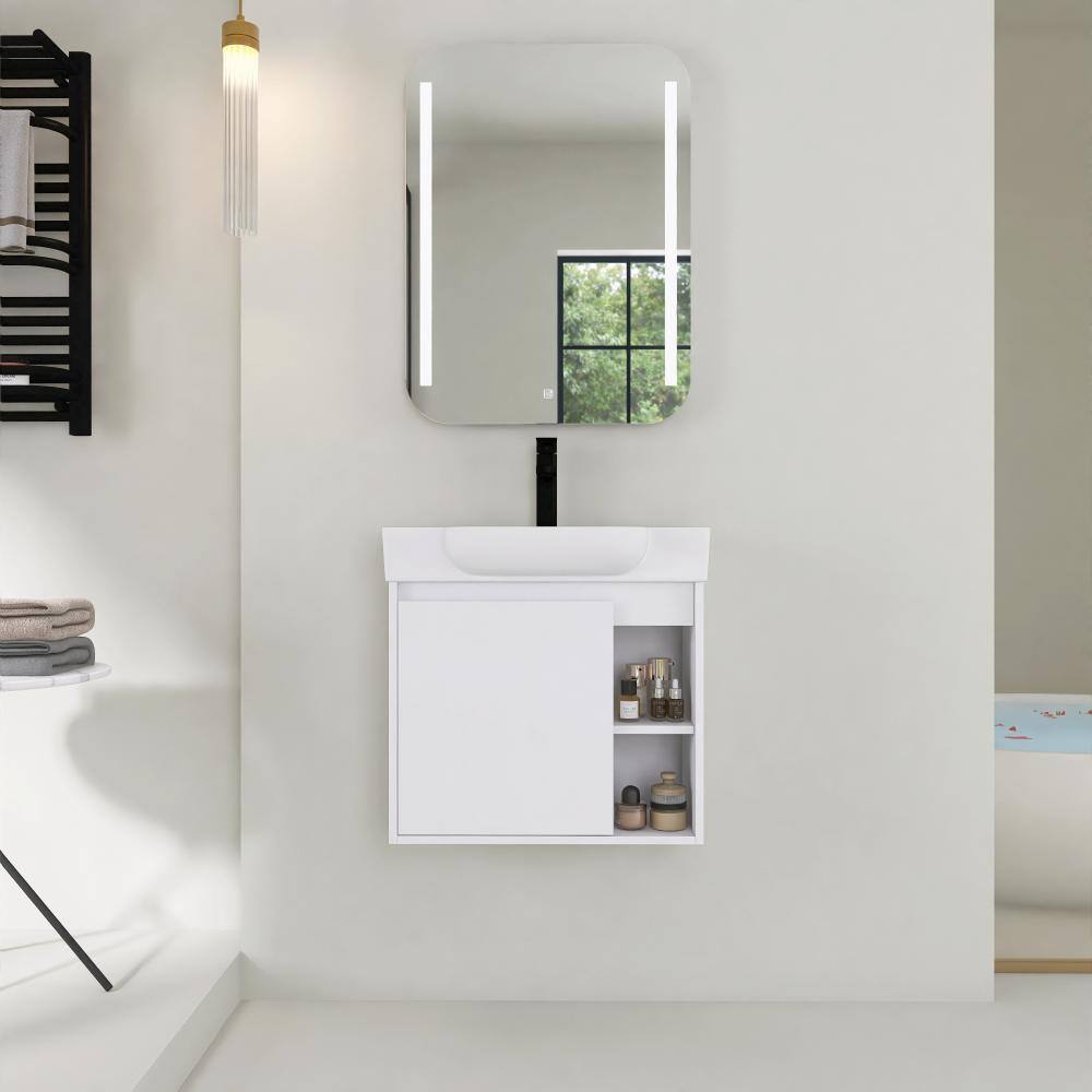 24 in. Single Floating Glossy White Bath Vanity with White Ceramic Top Unassembled price history on PriceWatchPro