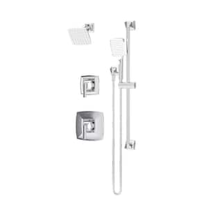 Oak Wall Mount 2-Handle 1-Spray Dual Fixed and Handheld Shower Head in Polished Chrome 1.5 GPM (Valve Not Included)