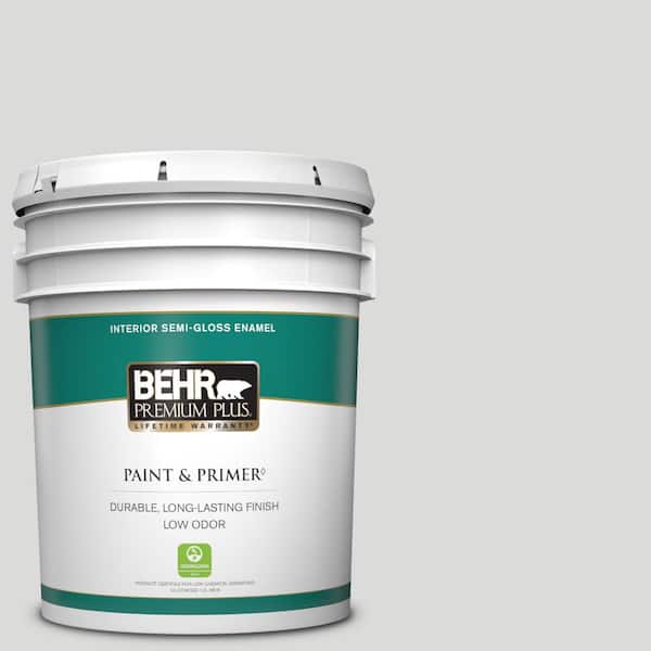 BEHR PREMIUM PLUS 5 gal. #790E-1 Subtle Touch Semi-Gloss Enamel Low Odor Interior Paint & Primer