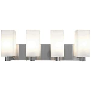 Archi 4-Light Brushed Steel Bath Light with Opal Diffuser