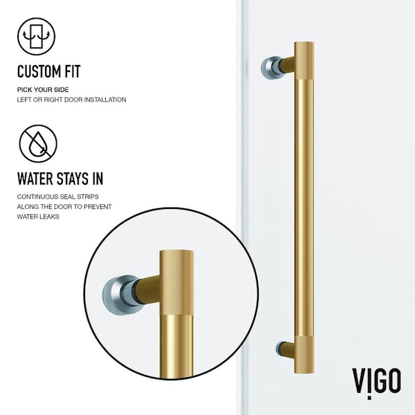 Hamilton 56 in. to 60 in. W x 78 in. H Aerodynamic Frameless Sliding Shower Door in Matte Brushed Gold with Clear Glass