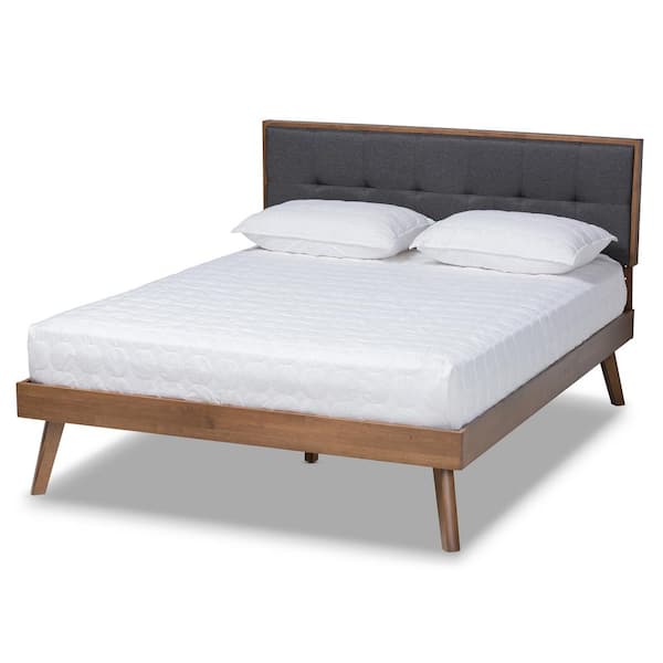 Baxton Studio Alke Dark Grey and Walnut Queen Platform Bed 163