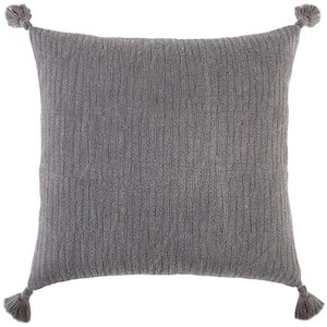 Gray Solid Polyester 20 in. x 20 in. Throw Pillow