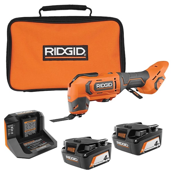 RIDGID 18V Cordless Oscillating Multi-Tool with (2) 4.0 Ah Batteries, 18V Charger, and Bag