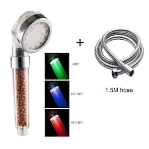 Temperature Control Colorful Light 1-Spray Wall Mounted Handheld Shower Head 2.5 GPM in Silver