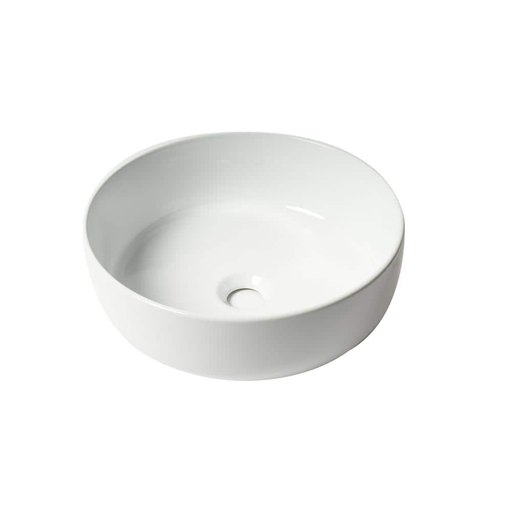 White Ceramic Round Above Mount Bathroom Sink
