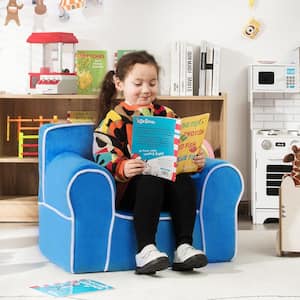 Blue Velvet Fabric Kids Sofa Toddler Foam Filled Armchair Baby Perfect Gift