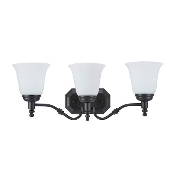 Aspen Creative Corporation 3-Light Oil Rubbed Bronze Vanity Light with Frosted Glass Shade