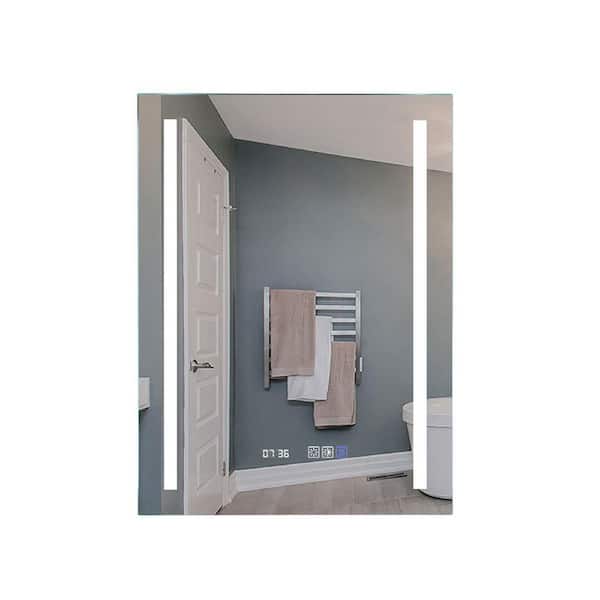 FORCLOVER 24 in. W x 32 in. H Small Rectangular Frameless LED Anti-Fog and diammable Wall Mounted Bathroom Vanity Mirror in white