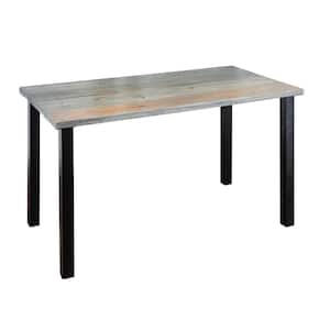Skyline 48 in. Rectangular Solid Wood Writing Desk in Riverstone Grey with Matte Black Steel Legs