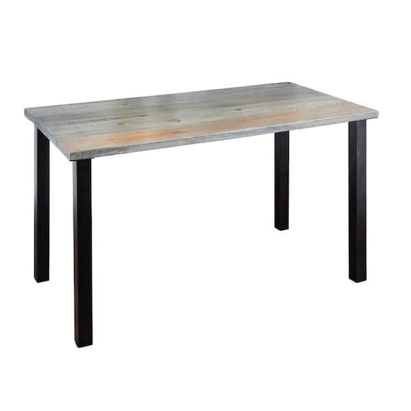 PIPE DECOR Skyline 48 in. Rectangular Solid Wood Writing Desk in Riverstone Grey with Matte Black Steel Legs