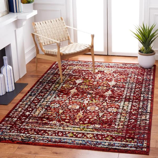 Amsterdam Red 7 ft. x 9 ft. Border Area Rug