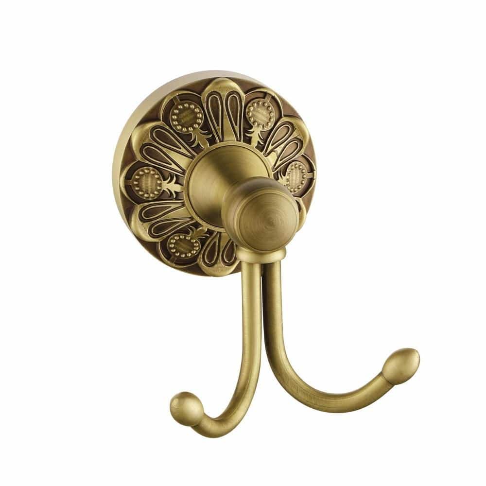 Double Hook Towel Hook in Antique Brass, Wall Mounted Brass Bath Hook for Bathroom Shower Bedroom Clothing Hanger price history on PriceWatchPro