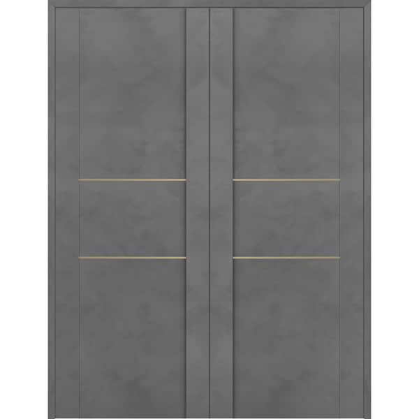 Belldinni Vona 01 2H Gold 64 in. x 80 in. Both Active Dark Urban Wood Composite Double Prehung Interior Door