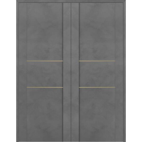 Belldinni Vona 01 2H Gold 48 in. x 80 in. Both Active Dark Urban Wood Composite Double Prehung Interior Door