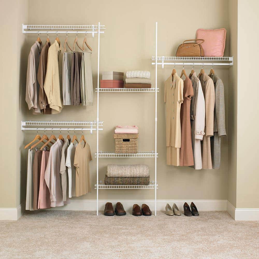 White Adjustable Steel Wall-Mounted Closet Organizer Kit