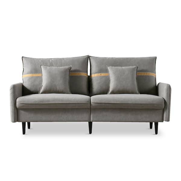 Utopia 4niture Raina 72.80 in. Wide Square Arm Fabric Mid-Century Modern Straight Sofa in Gray