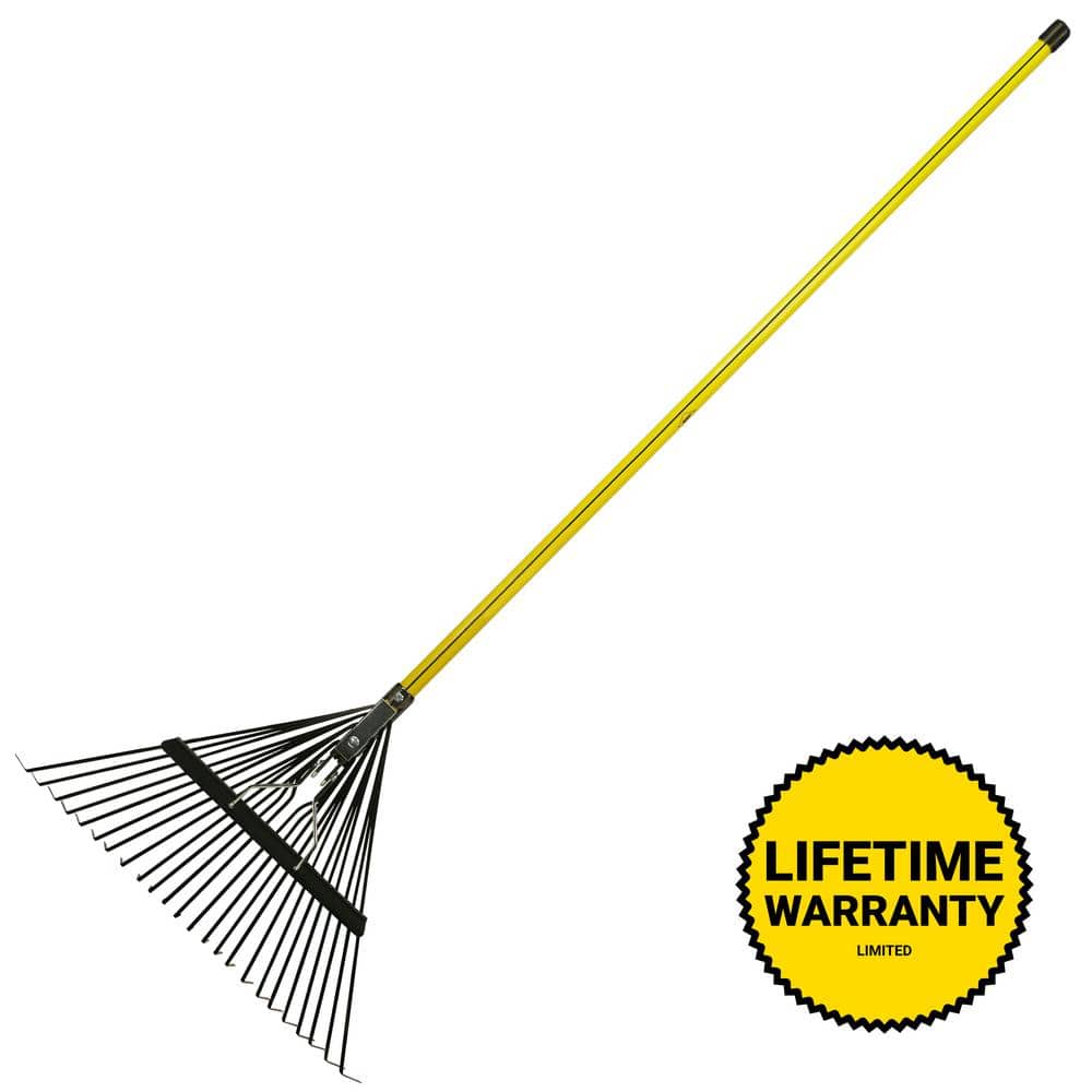 Nupla Heavy-Duty 54 in. 24-Tine Leaf Rake with Classic Fiberglass Handle 69610 - The Home Depot