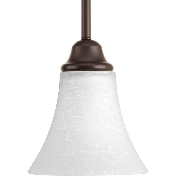 Progress Lighting Tally Collection 1-Light Antique Bronze Mini Pendant with Linen-Finished Glass