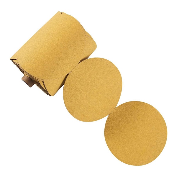 6 in. Gold PSA Sanding Discs with Self-Adhesive Backing 80 Grit for Orbital Sanders DA Sander 100 -pieces Pack