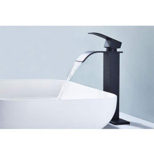 Matte Black Stainless Steel Waterfall Spout Single Handle Bathroom Faucet