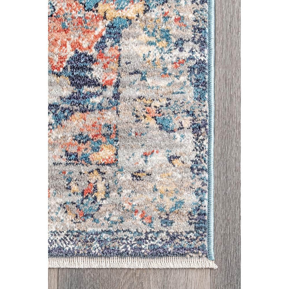 Multicolor Vintage Transitional Synthetic Area Rug, 6' 7" x 9'