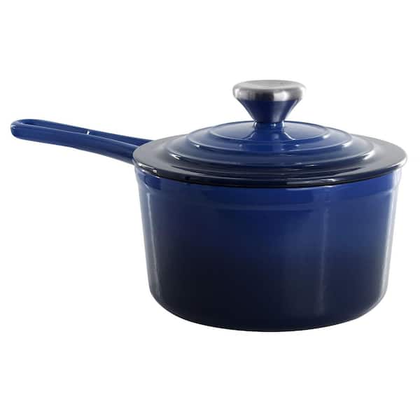 2 Quart Enameled Cast Iron Sauce Pan in Gradient Dark Blue