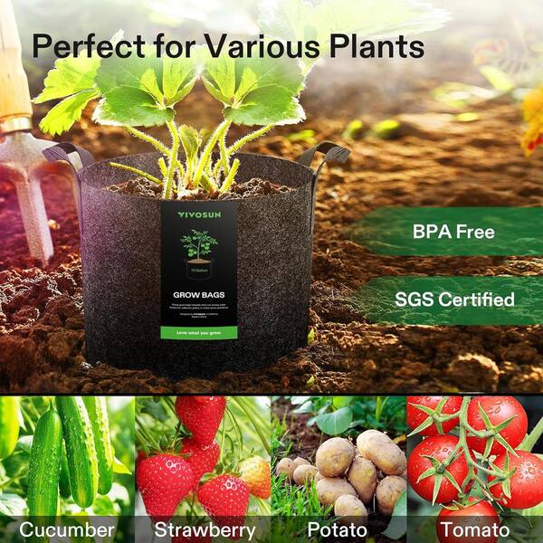 Grow Bag IPower 5-Pack 5 Gallon S - Thickened Nonwoven Fabric Pots With Handles For Gardening Pots For Plants