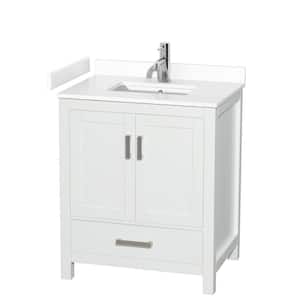 Sheffield 30 in. W x 22 in. D x 35.25 in. H Single Bath Vanity in White with White Cultured Marble Top