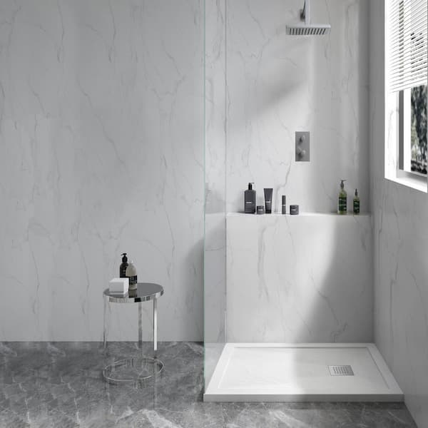 Swiss Madison Terre B Series 36 in. L x 36 in. W Alcove Shower Pan Base with Reversible Drain in White