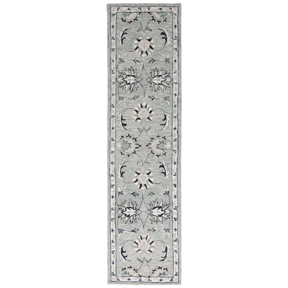 Hand-Tufted Charcoal Wool Runner Rug, 27"x9"