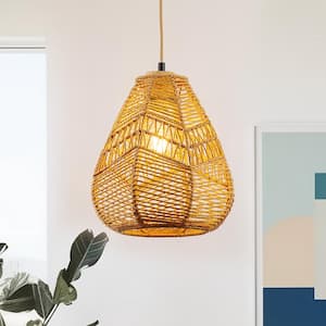 60-Watt 10 in. 1-Light Rope Mini Pendant Light with Rope Shade and No Bulbs Included